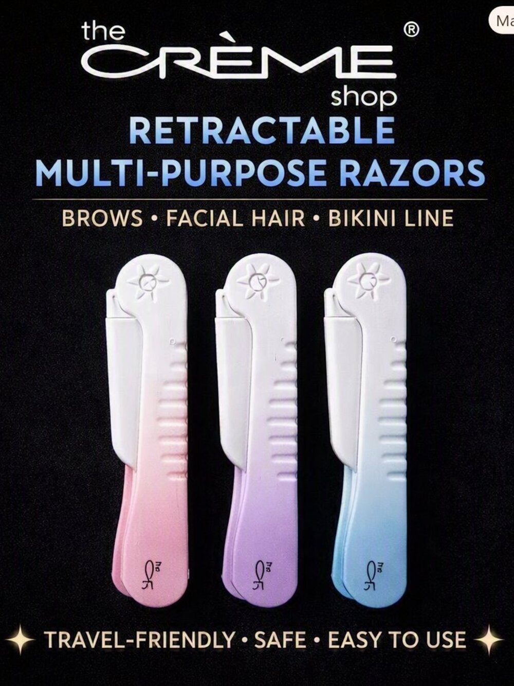 The Crème Shop – Retractable Multi‑Purpose Razors (Set of 3)